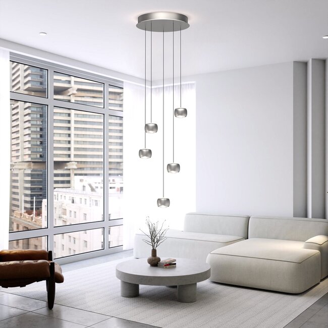 Geeti Design Hanglamp Quiberon 5L Vide - Nikkel Mat