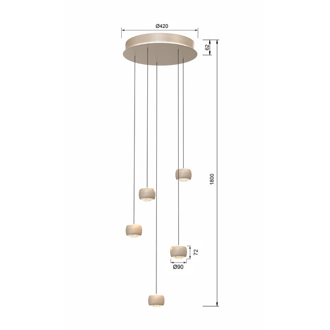 Geeti Design Hanglamp Quiberon 5L Vide - Zand