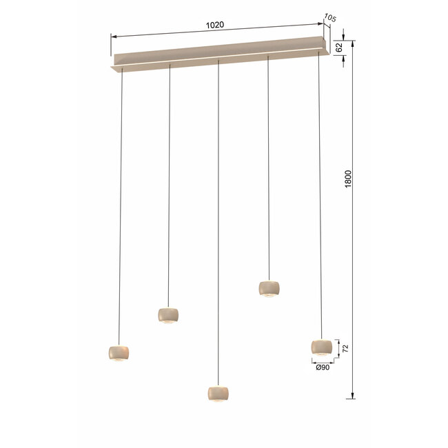 Geeti Design Hanglamp Quiberon 5L - Zand