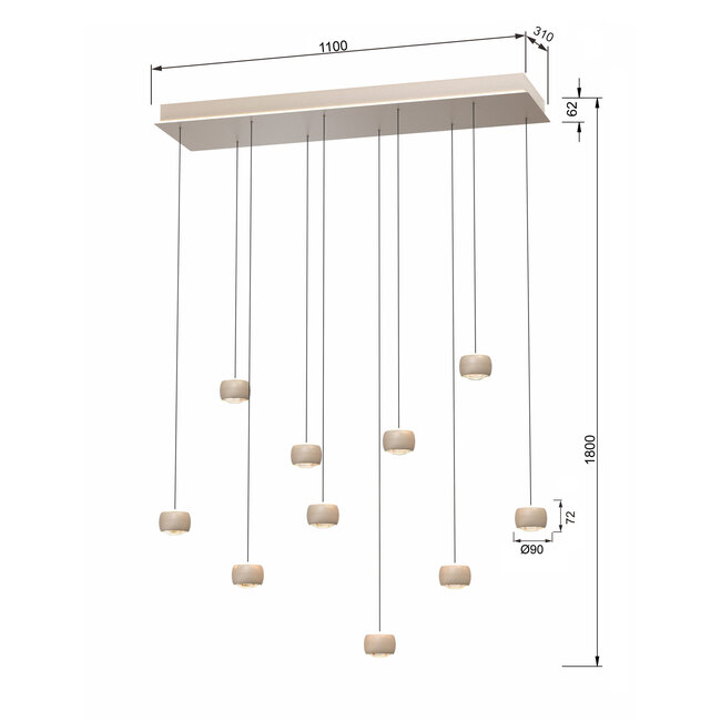 Geeti Design Hanglamp Quiberon 10L - Zand