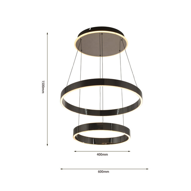 Geeti Design Hanglamp Marling 3L - Zwart/Chroom