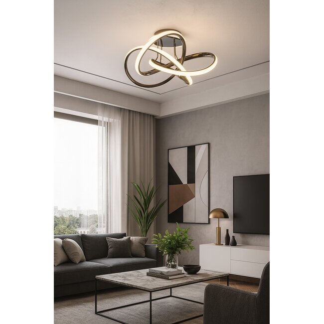 Geeti Design Plafondlamp Bandol 64 cm - Zwart/Chroom