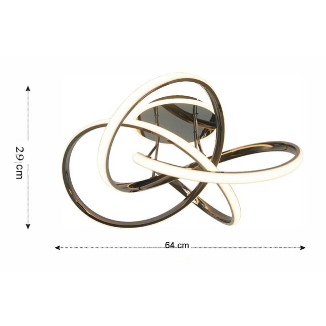 Geeti Design Plafondlamp Bandol 64 cm - Zwart/Chroom