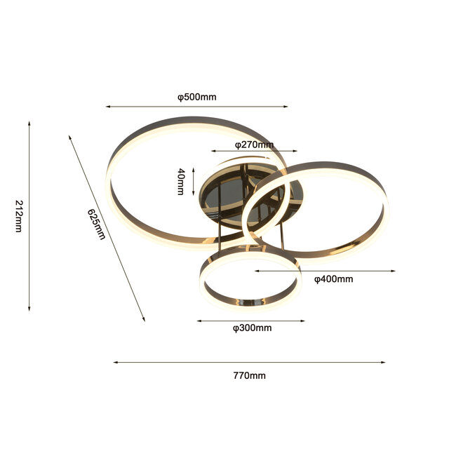 Geeti Design Plafondlamp Schenna 77 cm - Zwart/Chroom