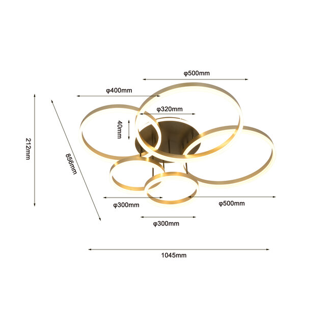 Geeti Design Plafondlamp Schenna 104,5 cm - Zwart/Goud