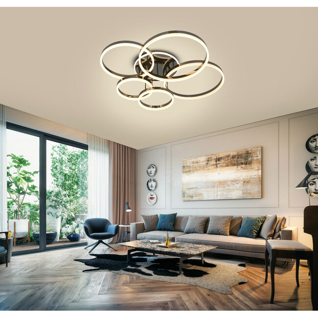 Geeti Design Plafondlamp Schenna 104,5 cm - Zwart/Chroom