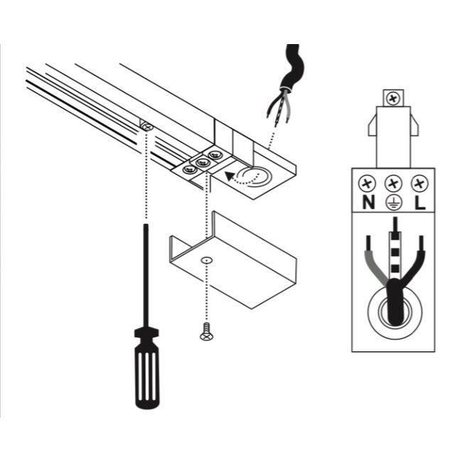 Artdelight 1-fase Railsysteem Megano 3m set (eindvoeding) - Wit/Champagne