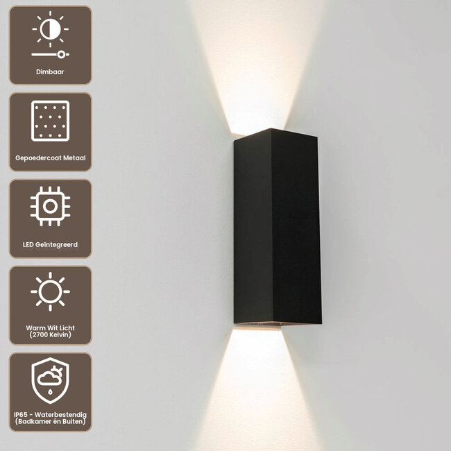 Artdelight Wandlamp Vegas 250 - Zwart