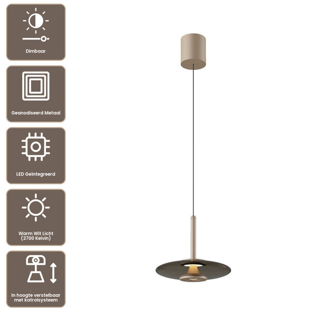Artdelight Hanglamp Madison - Champagne/Koffie