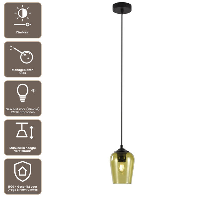 Artdelight Hanglamp Tombo 12,5cm - Groen