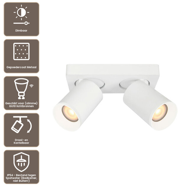 Artdelight Plafondlamp Mega 2L - Wit