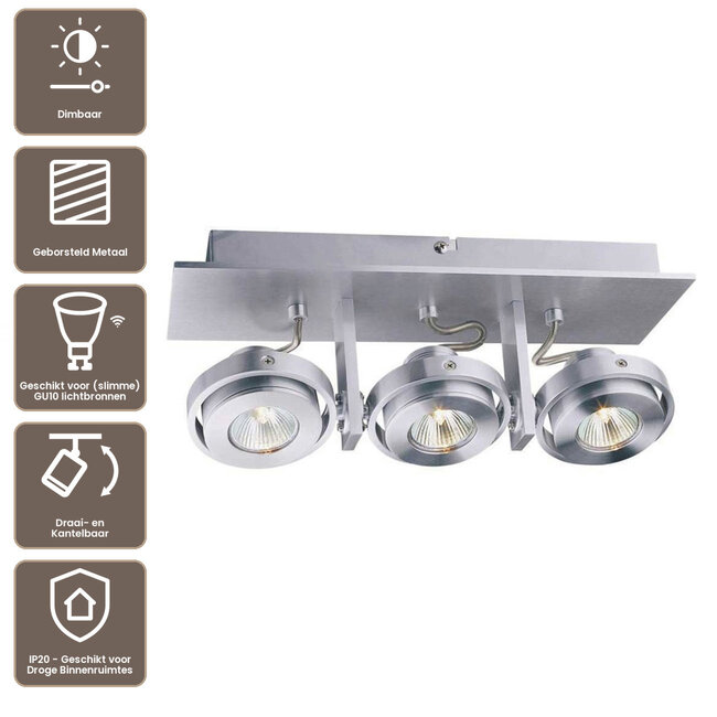 Artdelight Plafondlamp Meist 3L - Wit - Aluminium