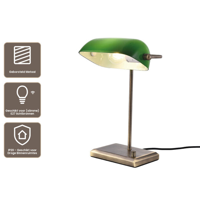 Artdelight Tafellamp Oxford - Brons/Groen
