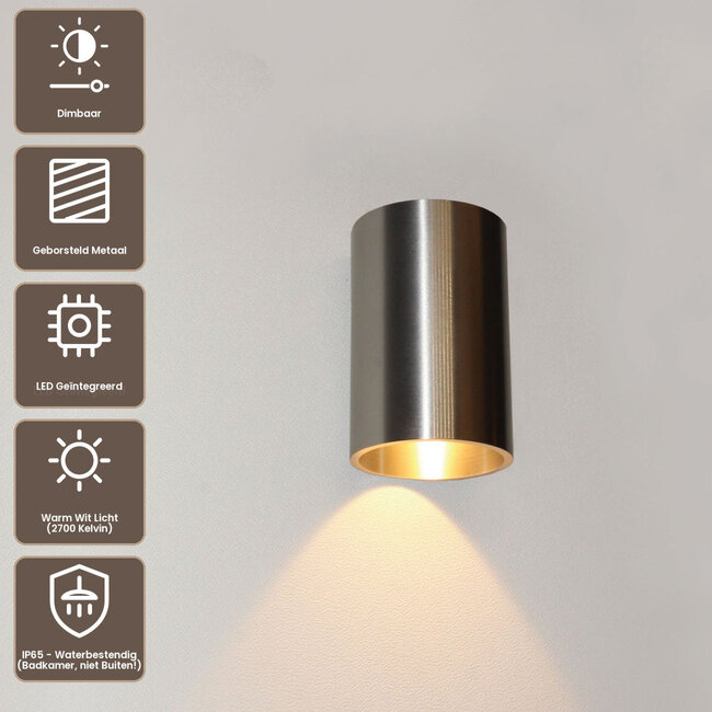 Artdelight Wandlamp Brody 1 - Aluminium