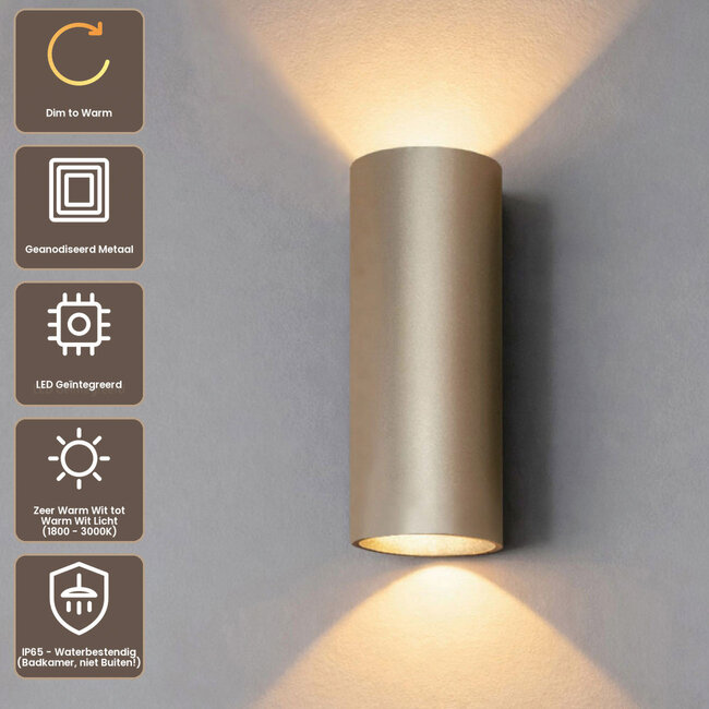 Artdelight Wandlamp Brody 2 - Champagne - Dim To Warm