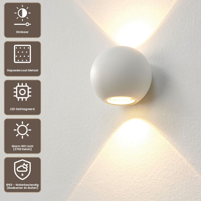 Artdelight Wandlamp Denver - Wit