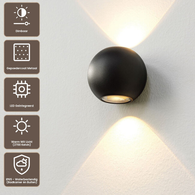 Artdelight Wandlamp Denver - Zwart