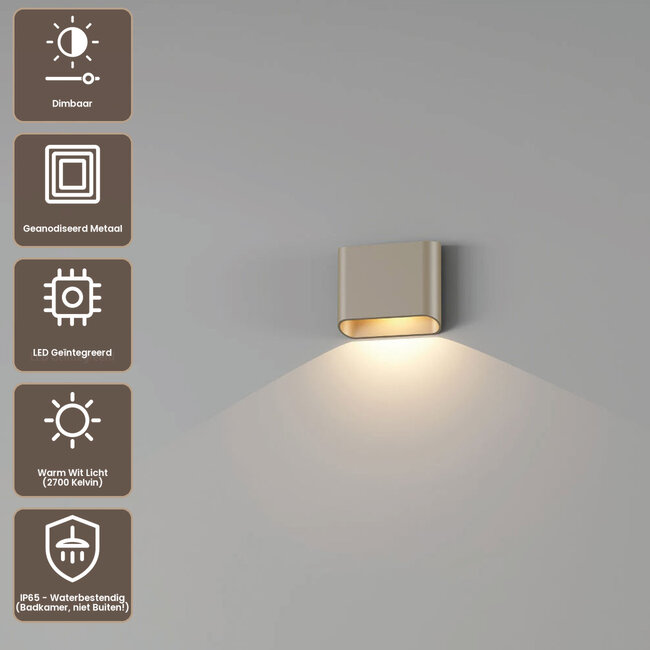 Artdelight Wandlamp Diaz 1L - Champagne