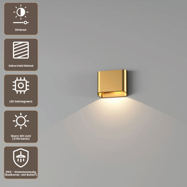 Artdelight Wandlamp Diaz 1L - Warm Goud