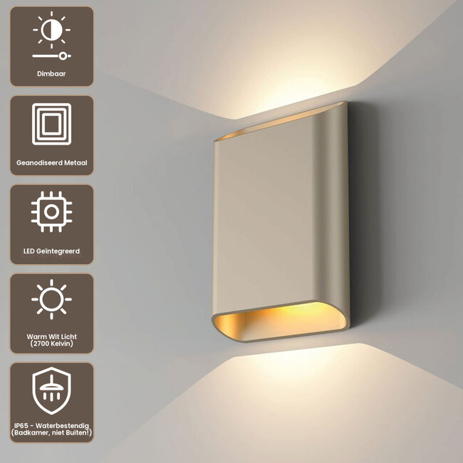 Artdelight Wandlamp Diaz L - Champagne