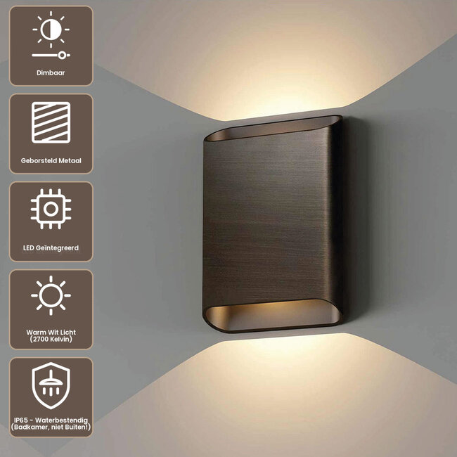 Artdelight Wandlamp Diaz L - Donker Antiek Brons