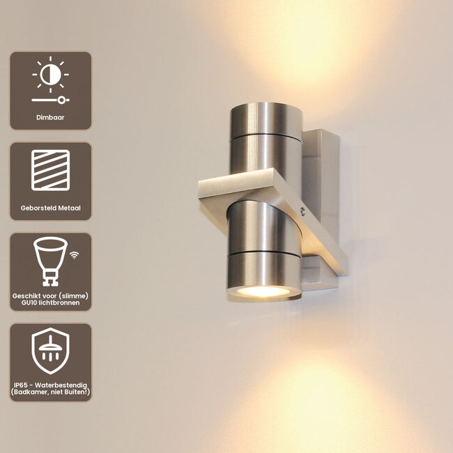 Artdelight Wandlamp Double - Aluminium