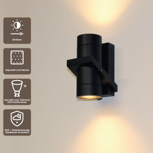 Artdelight Wandlamp Double - Zwart