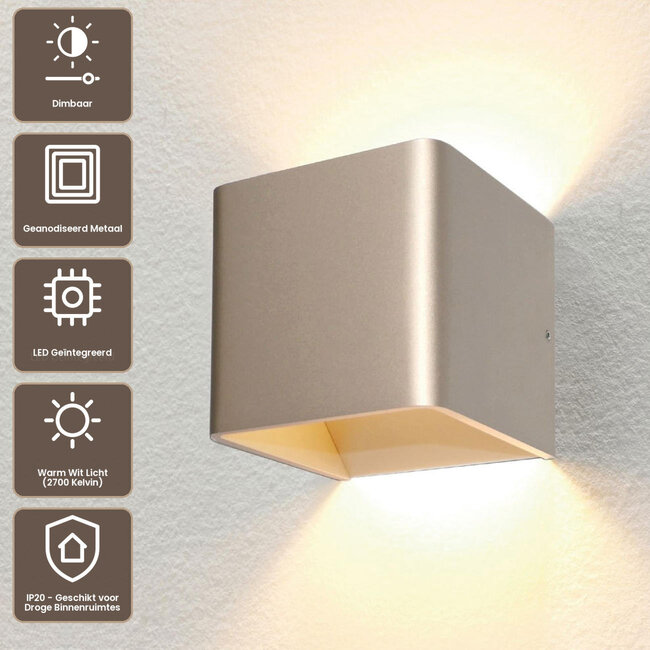 Artdelight Wandlamp Fulda - Champagne