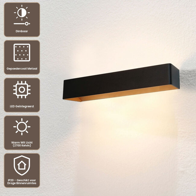 Artdelight Wandlamp Mainz XL - Zwart/Koper