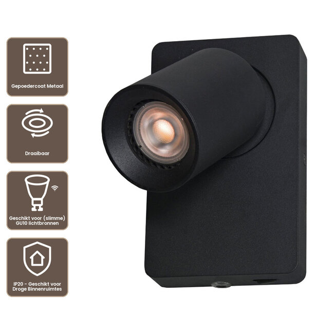 Artdelight Wandlamp Megano - Zwart