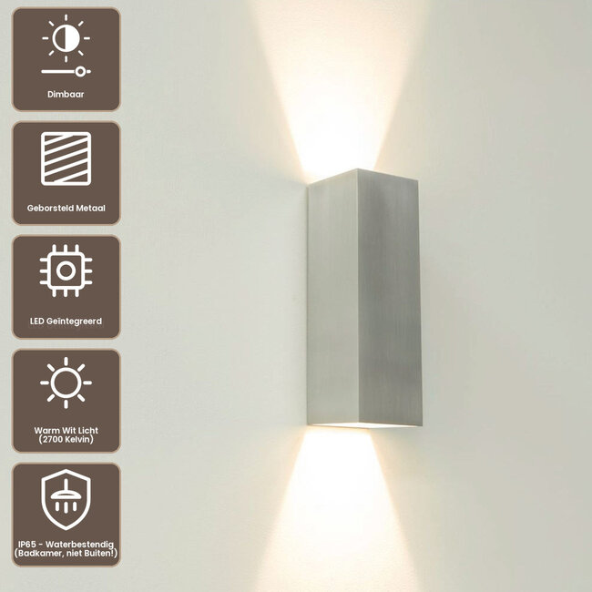 Artdelight Wandlamp Vegas 250 - Aluminium