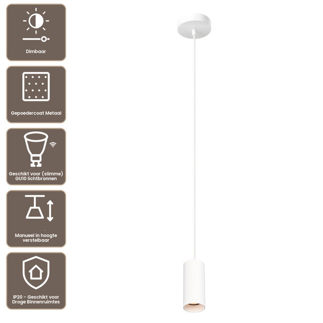 Artdelight Hanglamp Milano 15cm - Wit