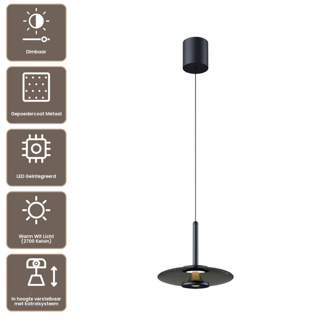 Artdelight Hanglamp Madison - Zwart/Smoke