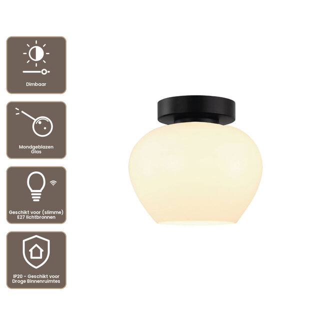 Artdelight Plafondlamp Windsor 18,5cm - Wit