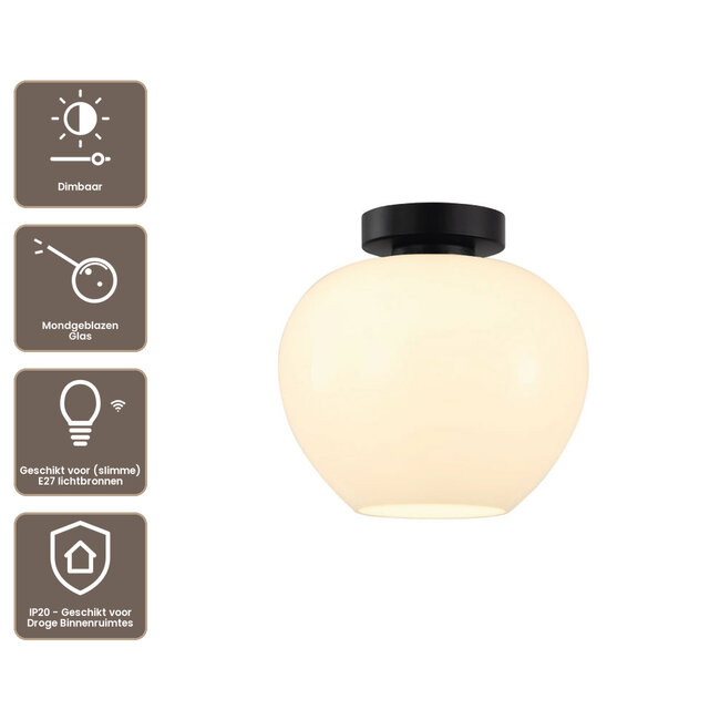Artdelight Plafondlamp Windsor 24cm - Wit