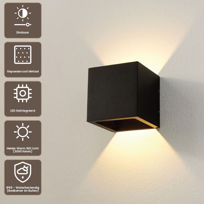 Artdelight  Wandlamp Cube 3K - Zwart