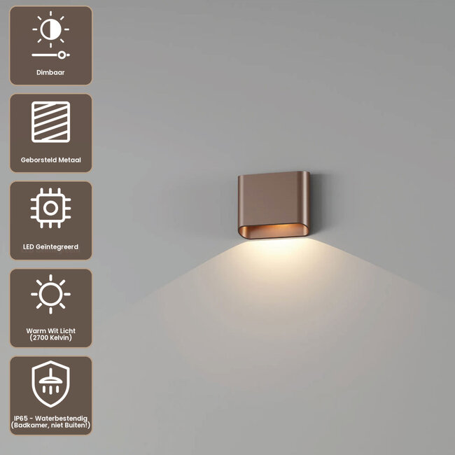 Artdelight Wandlamp Diaz 1L - Donker Brons