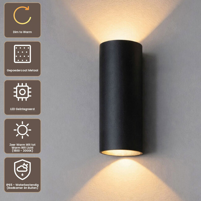Artdelight Wandlamp Brody 2 - Zwart - Dim To Warm