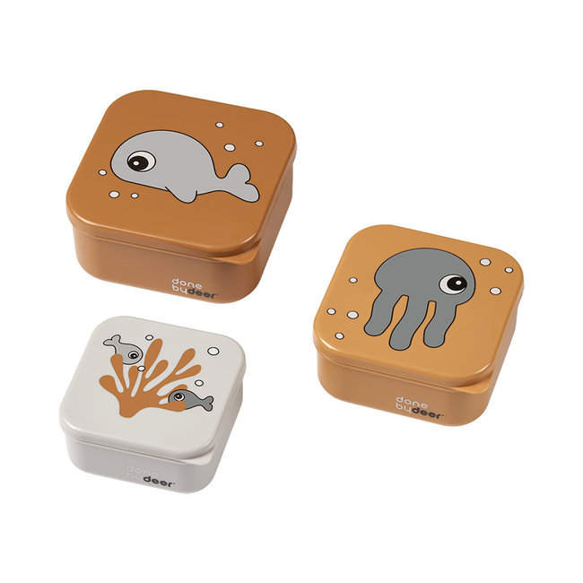 Done by deer Snack box set 3 pcs Sea friends Mustard/Grey