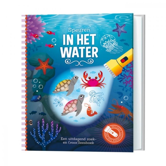 Kinder/voorlees boeken Zaklampboek Speuren in het water
