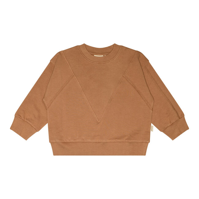 Petit Piao Sweater Rib V Caramel Maat 74