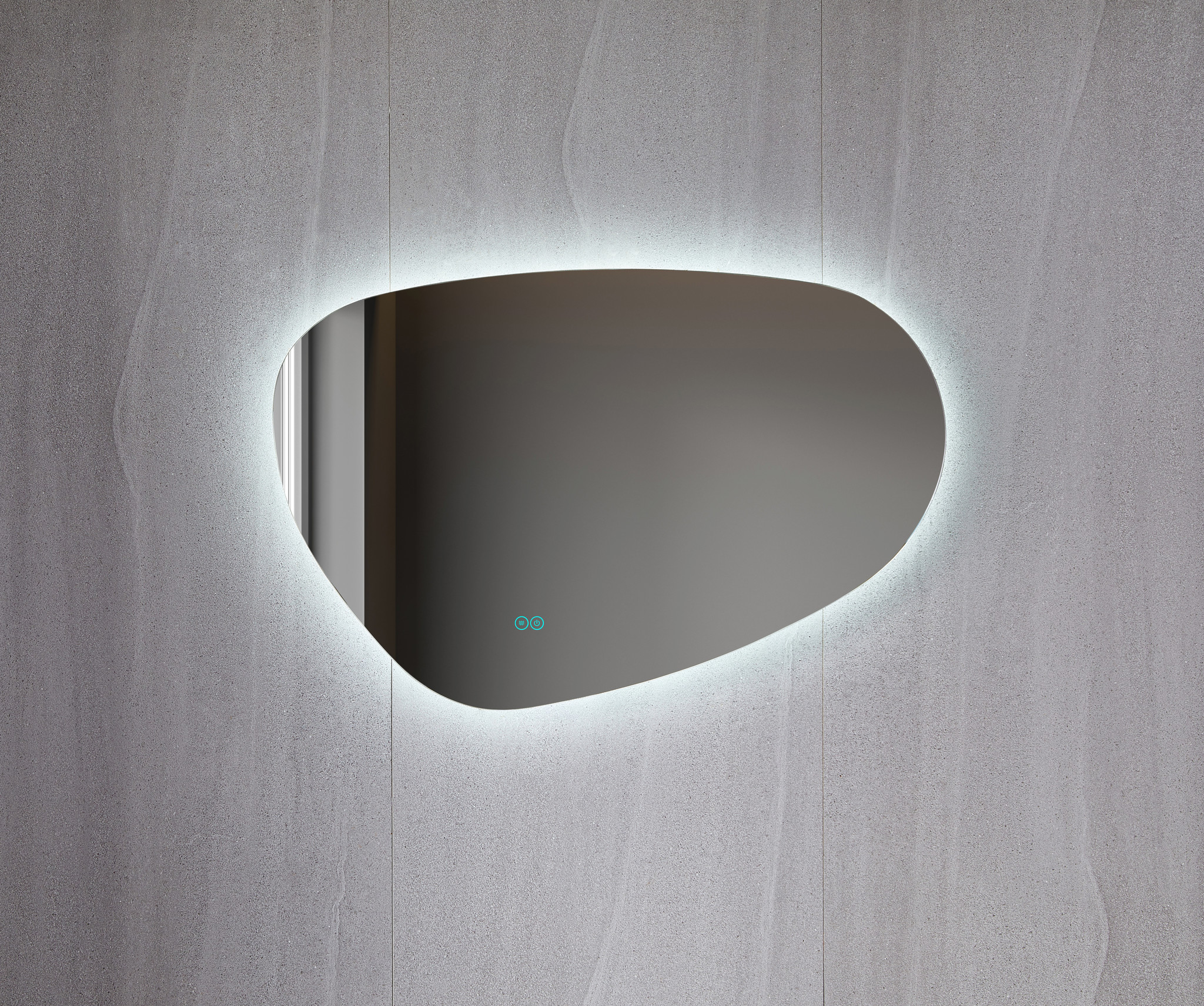 Spiegel asymmetrisch met led en 90 cm breed en cm hoog - Badkamerspiegels kopen? | Mirror