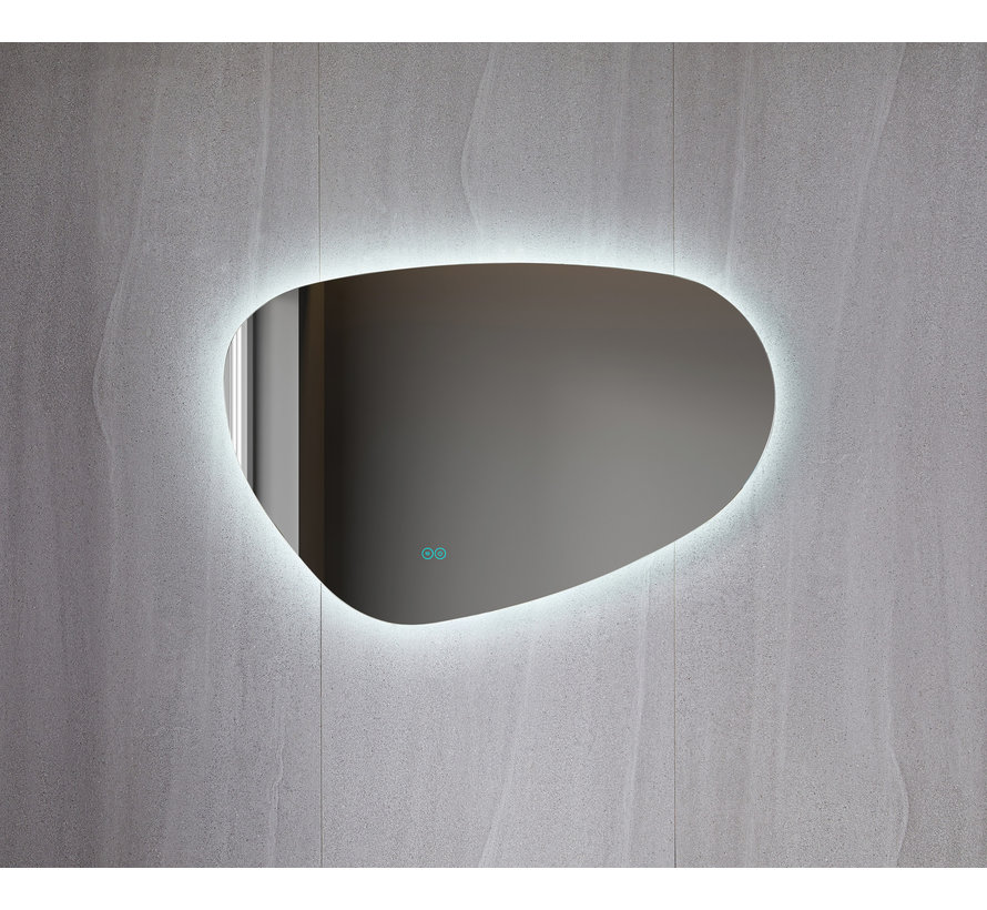 Spiegel asymmetrisch organische led verlichting en anti-condens 120 cm breed en 75 cm hoog