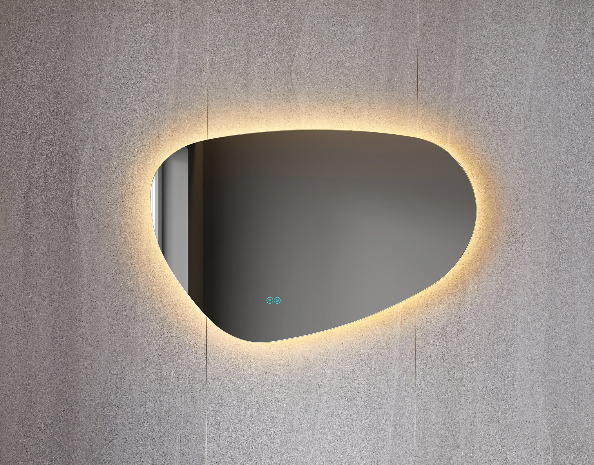 asymmetrisch led verlichting en anti-condens 140 cm en 7 - Badkamerspiegels kopen? Bella Mirror
