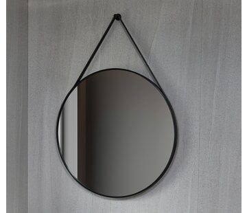 Bella Mirror Spiegel rond 80 cm met trendy riem zwart frame