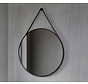 Spiegel rond 80 cm met trendy riem zwart frame