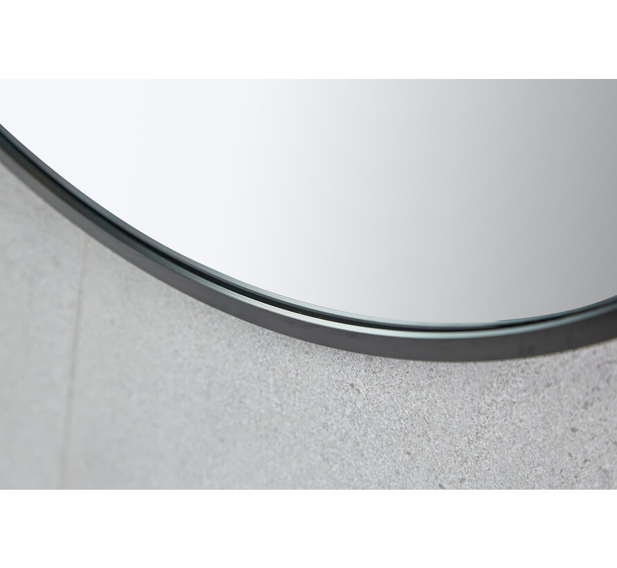 Spiegel rond 80 cm met zwart frame - Bella Mirror