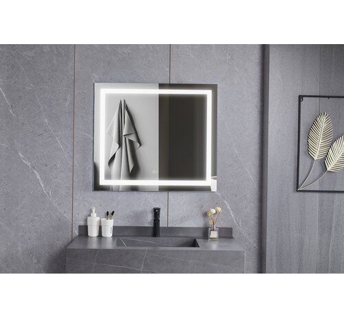 Spiegel 70 x 80 cm frameloos, inbouw led verlichting en anti condens