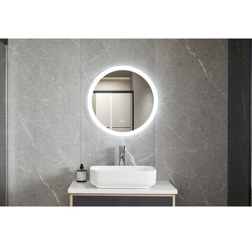 Bella Mirror Spiegel rond 60 cm frameloos, inbouw led verlichting en anti condens