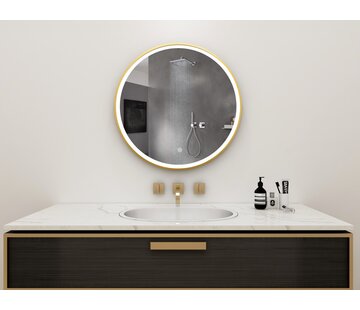 Bella Mirror Spiegel rond 60 cm met gouden frame, led verlichting en anti condens